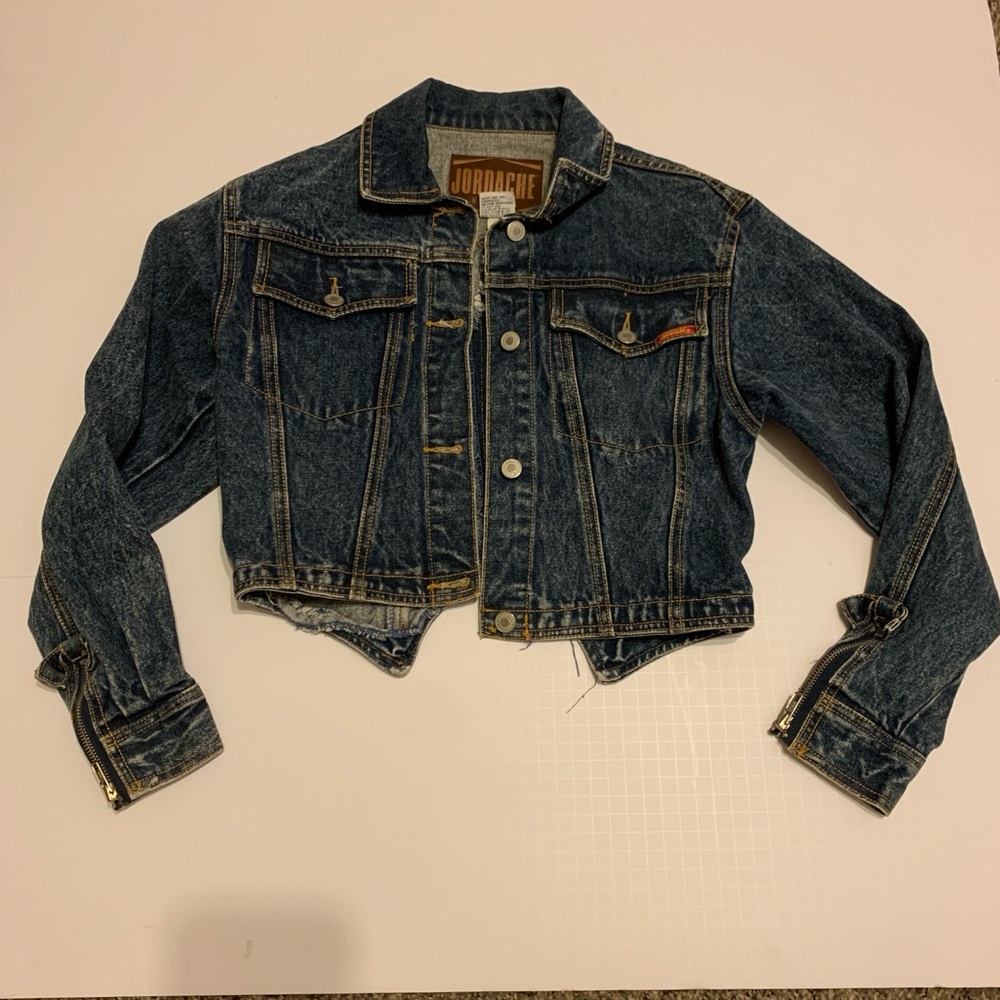 Jordache Vintage Dark Denim Cropped Jacket 1980s